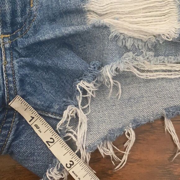 BDG Essential Mid-Rise Blue Denim Distressed Ripped Shorts Festival Concert - Picture 8 of 11